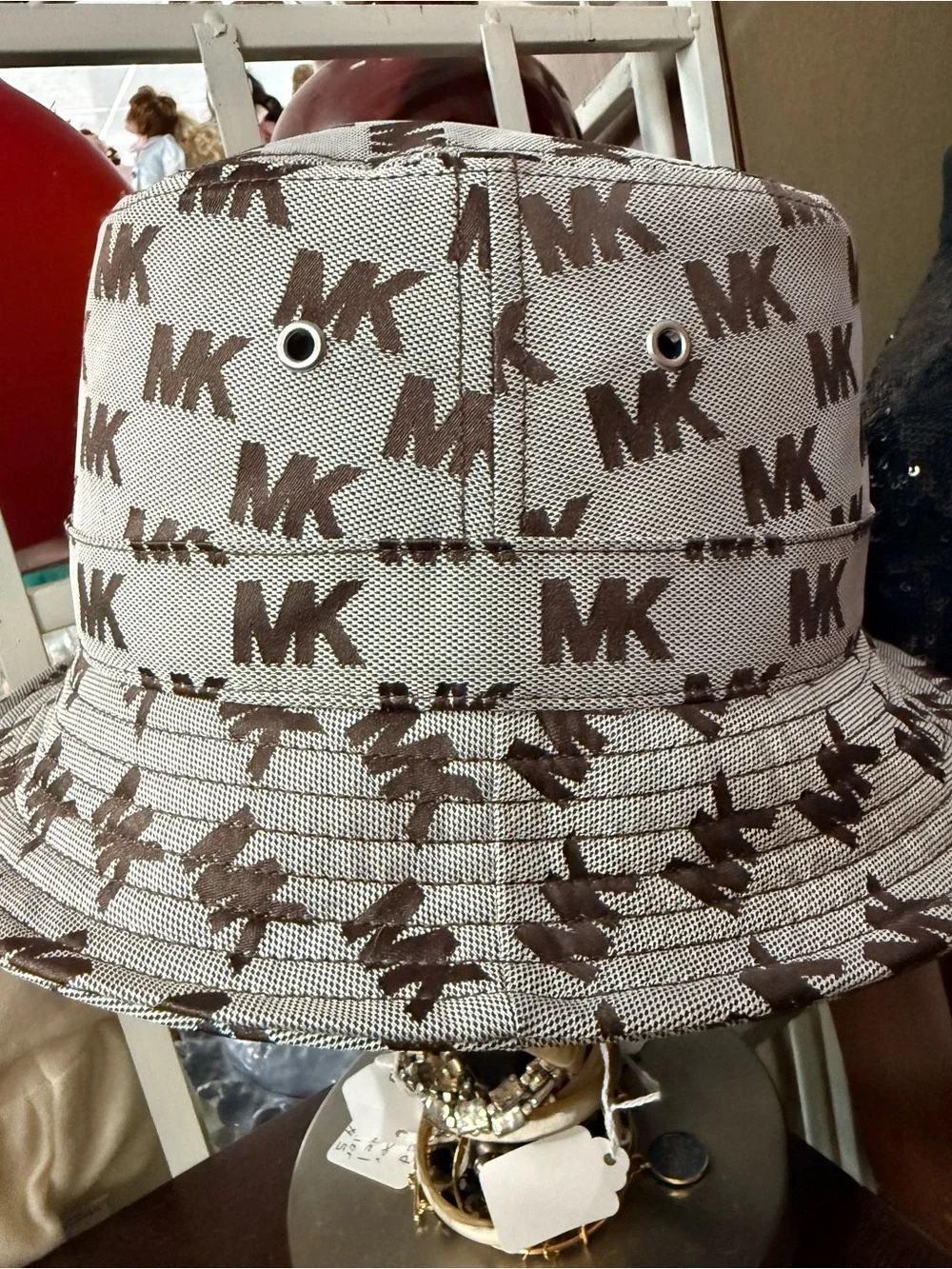Michael Kors Jacquard Chocolate and Gray Bucket Hat